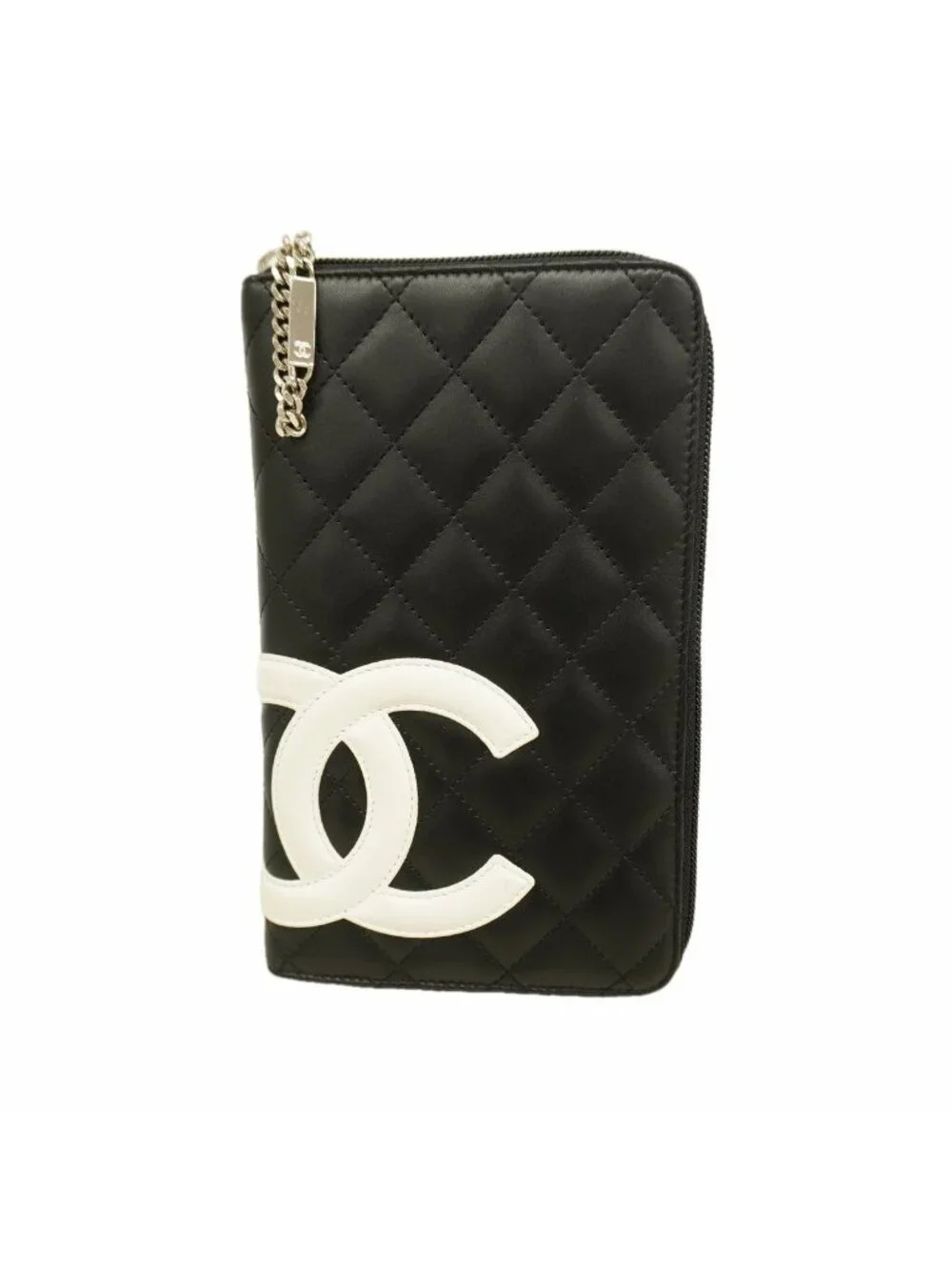 Chanel Wallet Cambon Lambskin Black Silver